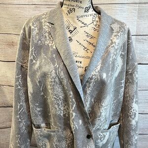Coster Copenhagen Long Blazer Faux Python Snake Print Relaxed Fit Size 36 Small